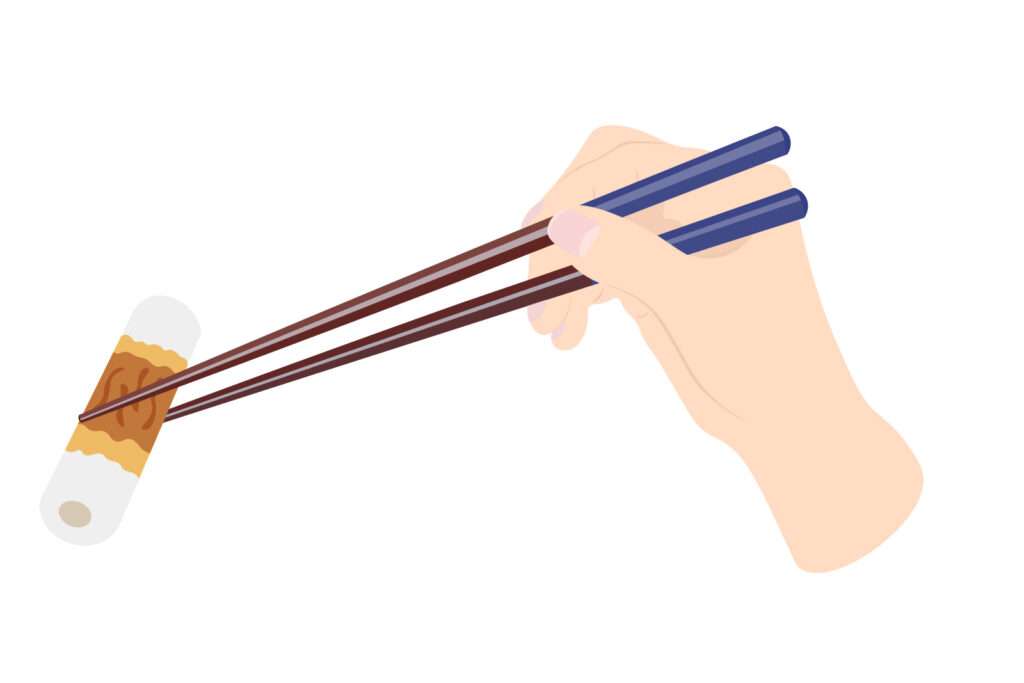 ちくわ、箸つかむ、箸